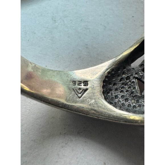 Estate Sterling Silver 925 Celtic Wide Band Ring w/ Yellow Gemstone, Size 8 - Picture 5 of 8